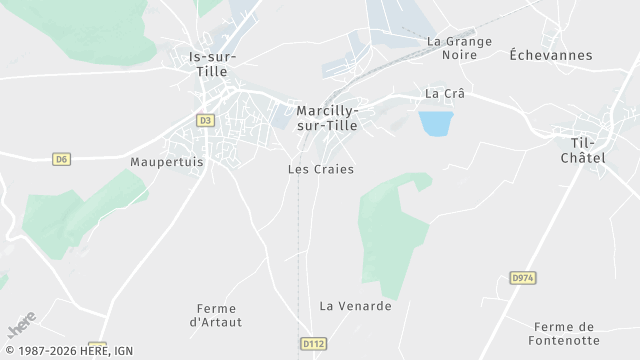 Carte de la zone d'intervention à Marcilly-sur-Tille
