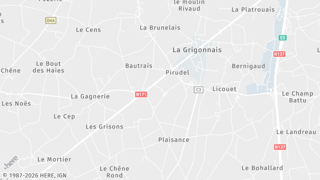 Carte de la zone d'intervention à La Grigonnais