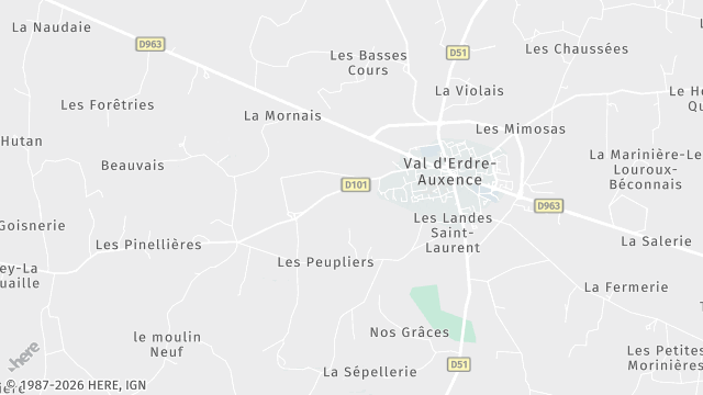 Carte de la zone d'intervention à Val d'Erdre-Auxence