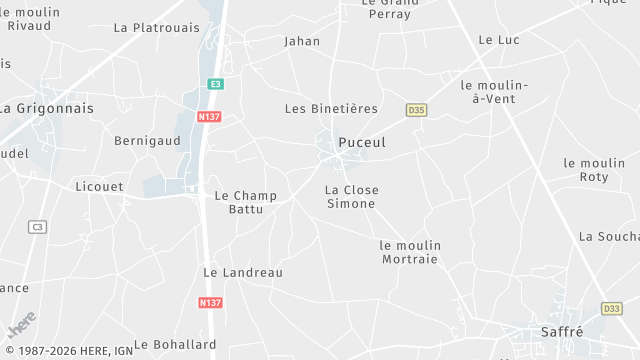 Carte de la zone d'intervention à Puceul