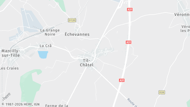 Carte de la zone d'intervention à Til-Châtel
