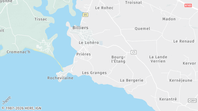Carte de la zone d'intervention à Billiers