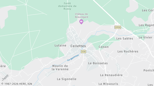Carte de la zone d'intervention à Cellettes