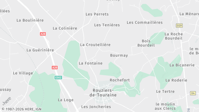 Carte de la zone d'intervention à Rouziers-de-Touraine