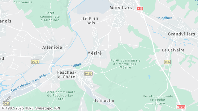 Carte de la zone d'intervention à Méziré
