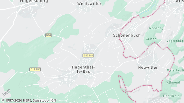 Carte de la zone d'intervention à Hagenthal-le-Bas