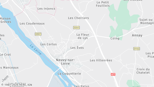 Carte de la zone d'intervention à Neuvy-sur-Loire