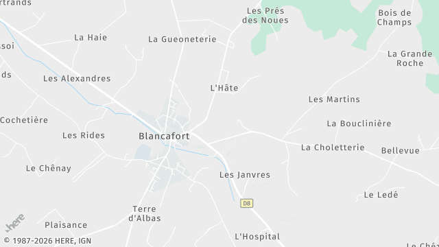 Carte de la zone d'intervention à Blancafort