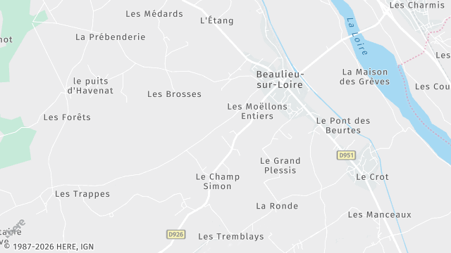 Carte de la zone d'intervention à Beaulieu-sur-Loire