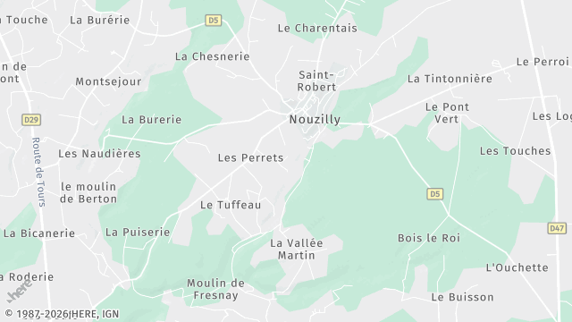 Carte de la zone d'intervention à Nouzilly