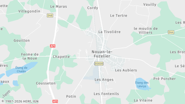 Carte de la zone d'intervention à Nouan-le-Fuzelier