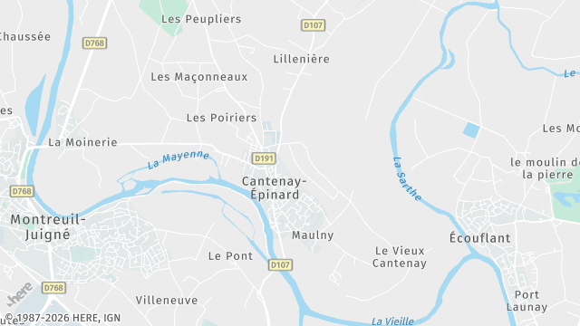 Carte de la zone d'intervention à Cantenay-Épinard