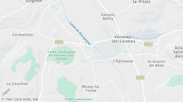 Carte de la zone d'intervention à Venarey-les-Laumes