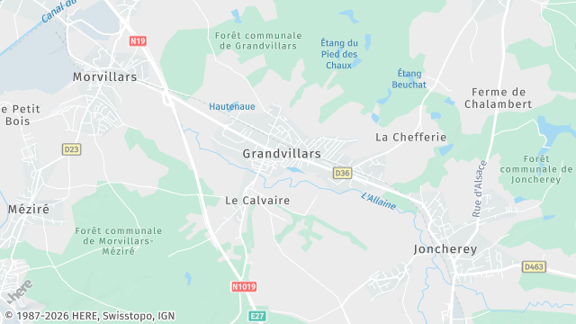 Carte de la zone d'intervention à Grandvillars