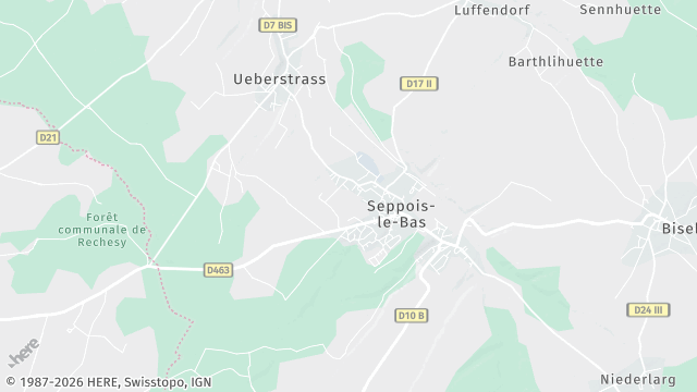 Carte de la zone d'intervention à Seppois-le-Bas