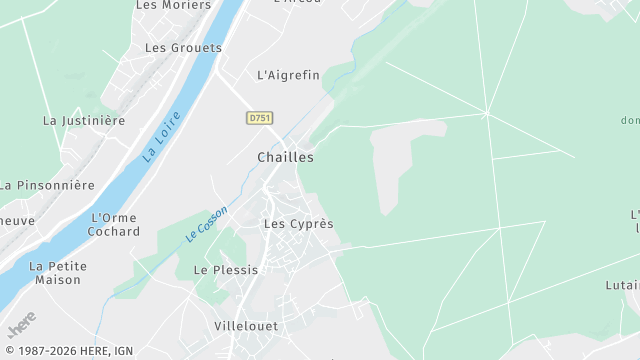 Carte de la zone d'intervention à Chailles