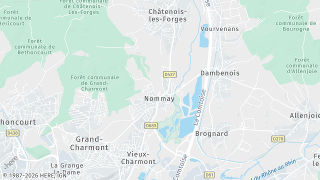 Carte de la zone d'intervention à Nommay