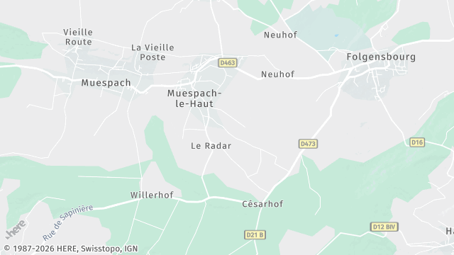 Carte de la zone d'intervention à Muespach-le-Haut