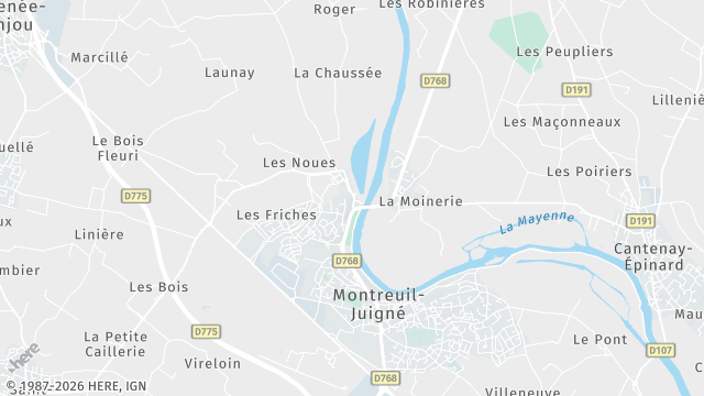 Carte de la zone d'intervention à Montreuil-Juigné