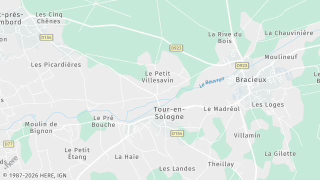 Carte de la zone d'intervention à Tour-en-Sologne
