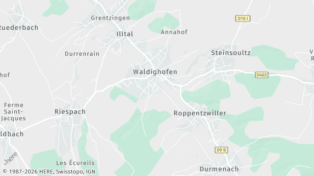 Carte de la zone d'intervention à Waldighofen