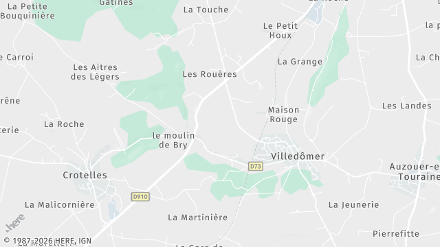 Carte de la zone d'intervention à Villedômer