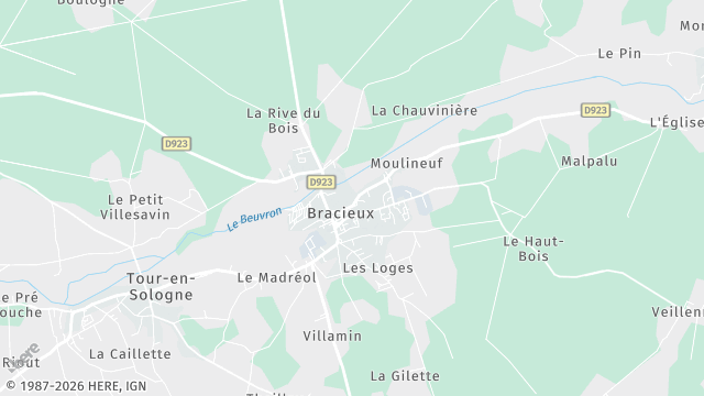 Carte de la zone d'intervention à Bracieux
