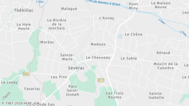 Carte de la zone d'intervention à Sévérac