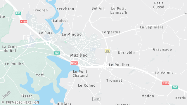 Carte de la zone d'intervention à Muzillac