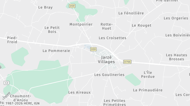 Carte de la zone d'intervention à Jarzé Villages