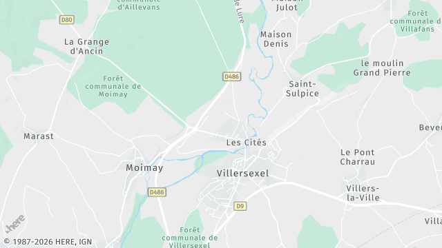 Carte de la zone d'intervention à Villersexel