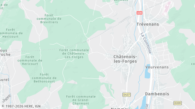 Carte de la zone d'intervention à Châtenois-les-Forges