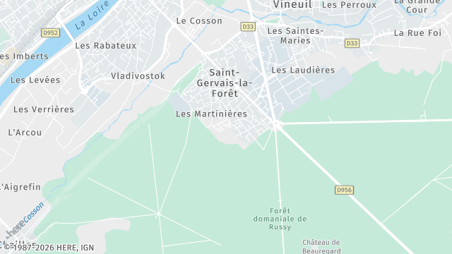 Carte de la zone d'intervention à Saint-Gervais-la-Forêt