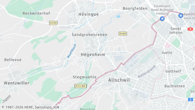 Carte de la zone d'intervention à Hégenheim