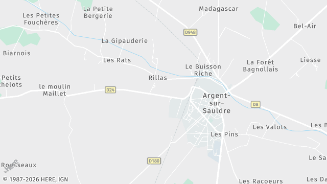 Carte de la zone d'intervention à Argent-sur-Sauldre