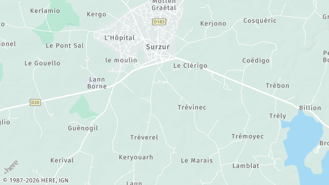 Carte de la zone d'intervention à Surzur