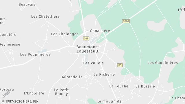 Carte de la zone d'intervention à Beaumont-Louestault