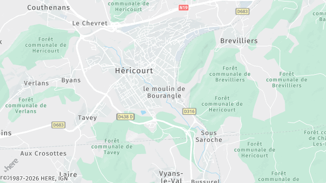 Carte de la zone d'intervention à Héricourt