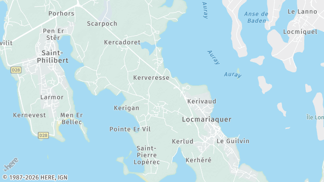 Carte de la zone d'intervention à Locmariaquer