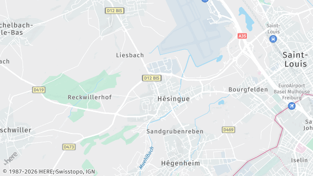 Carte de la zone d'intervention à Hésingue