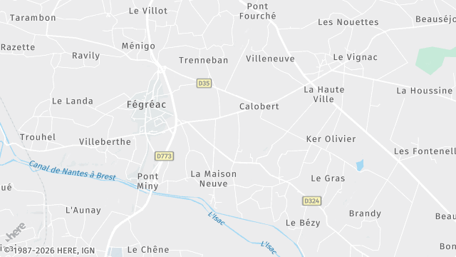 Carte de la zone d'intervention à Fégréac