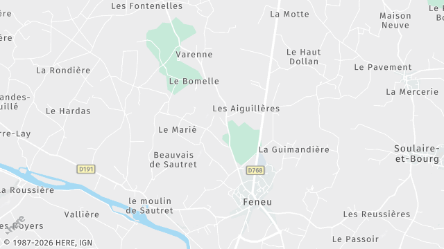 Carte de la zone d'intervention à Feneu