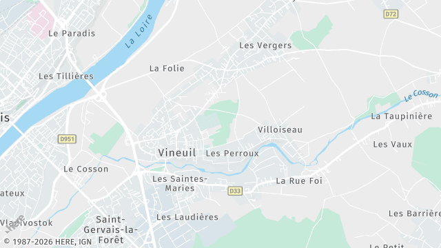 Carte de la zone d'intervention à Vineuil
