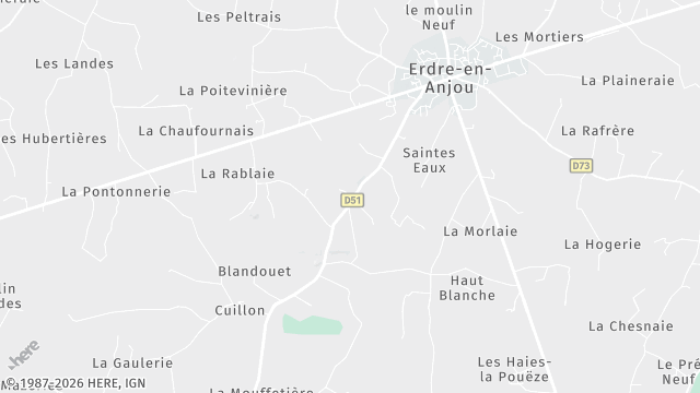 Carte de la zone d'intervention à Erdre-en-Anjou