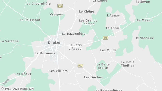 Carte de la zone d'intervention à Dhuizon