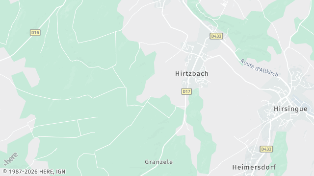 Carte de la zone d'intervention à Hirtzbach