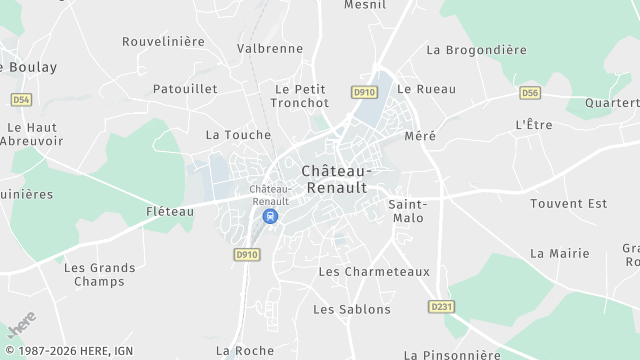 Carte de la zone d'intervention à Château-Renault