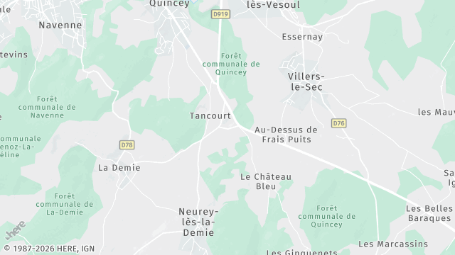 Carte de la zone d'intervention à Quincey