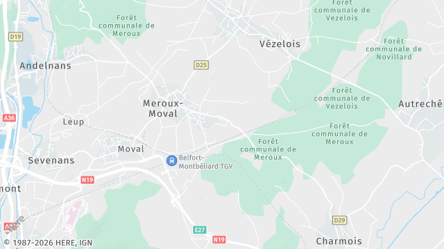 Carte de la zone d'intervention à Meroux-Moval