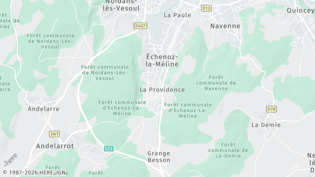 Carte de la zone d'intervention à Échenoz-la-Méline